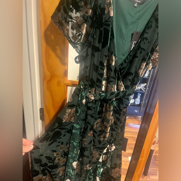 Lulu's Black and Blue Embellished Ruffled Gown - Picture 2 of 5